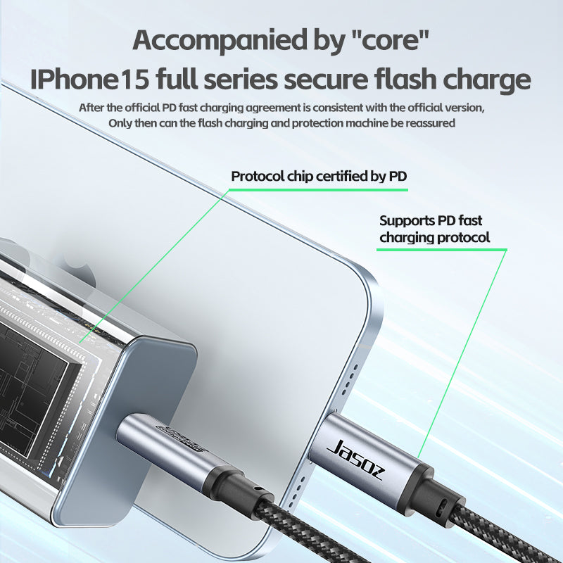 JASOZ D120 1.5m USB3.2 4K / 60Hz 20Gbps PD 240W Type-C Fast Charging Cable JASOZ D120 1.5m USB3.2 4K / 60Hz 20Gbps PD 240W Type-C Fast Charging Cable